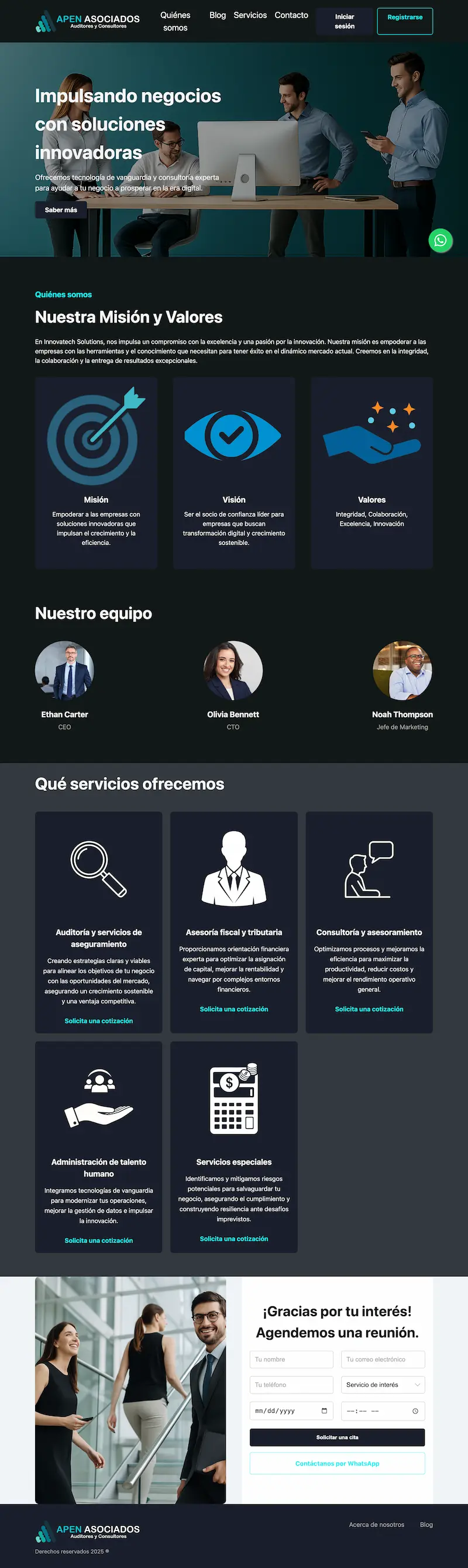 Vista previa de la plataforma para empresa de finanzas